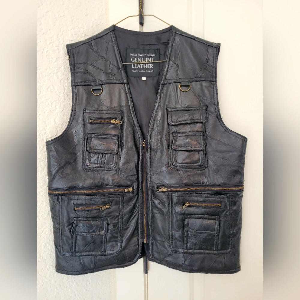 LEATHER BIKER VEST